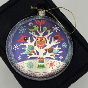 Blown Glass Christmas Ornament in Box Owl Bird Tree of Life